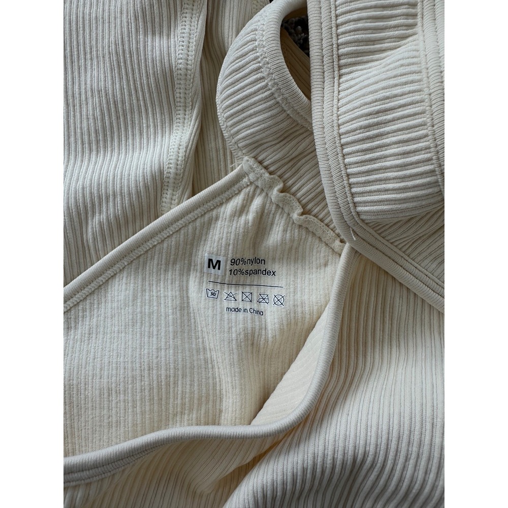 Ribbed One Shoulder Jumpsuit Bodysuit Romper Sleeveless Casual‎ Comfy M - Picture 4 of 5